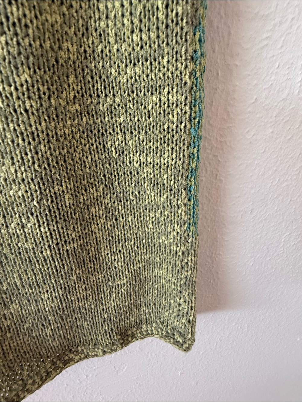 Sigrid Olsen Green & Teal Leaf-Pattern Short Sleeve Knit Top - Picture 12 of 13